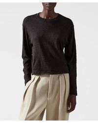 ATM - Slub Jersey Long Sleeve Destroyed Wash Crop Tee - Lyst