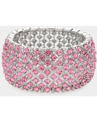 Fashnzfab - Round Rhinestone Crystal Evening Stretch Bracelet - Lyst