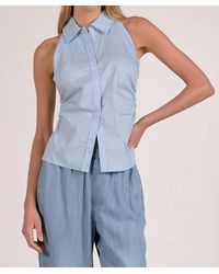 Elan - Halter Neck Sleeveless Collared Button Down Top - Lyst