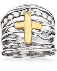 Ross-Simons - Sterling And 14Kt Multi-Row Cross Ring - Lyst