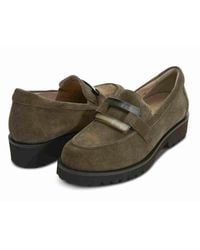 Vaneli - Zinta Loafers Khaki Suede Waterproof Lug Sole Slip On Htat1097 - Lyst