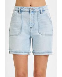 Risen - High Rise Patch Pocket Cuffed Relaxed Shorts - Lyst