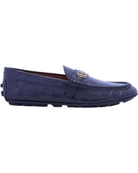 Bally - Keeper 6305314 Midnight Croc-Embossed Kerbs Drivers - Lyst