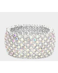 Fashnzfab - Round Rhinestone Crystal Evening Stretch Bracelet Ab - Lyst