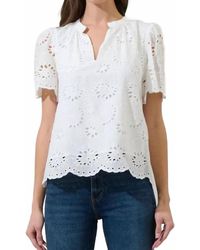 Sugarlips - Shirin Eyelet Split Neck Top - Lyst