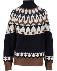 Ermanno Scervino - Geometric Patterned High Ribbed Neck Knit Sweater - Lyst