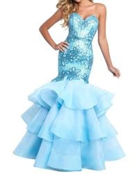 Blush Prom - Ruffled Strapless Mermaid Gown - Lyst