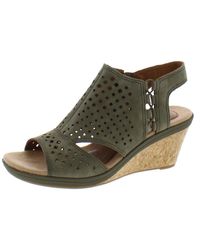 Cobb Hill - Janna Side Bungee Ankle Strap Perforated Wedge Sandals - Lyst