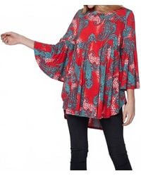 Honeyme - Paisley Print 3/4 Sleeve Blouse - Lyst