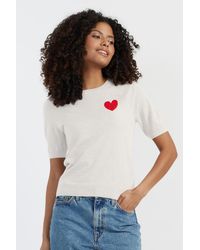 Chinti & Parker - Cream Merino Heart Breton T-Shirt - Lyst