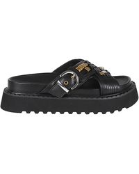 Pinko - Buckled Leather Sandals - Lyst