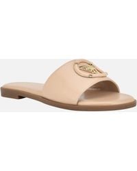 Guess Factory - Magnify Faux-leather Beach Slides - Lyst