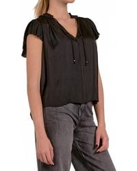 Elan - Cynthia Short Sleeve Ruffle Blouse - Lyst