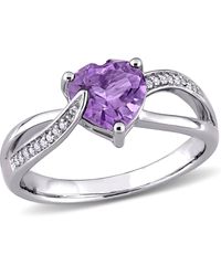 Mimi & Max - 1Ct Tgw Amethyst And Diamond Accents Heart Crossover Ring - Lyst