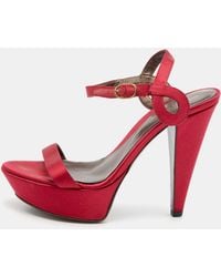 Sergio Rossi - Fuchsia Satin Ankle Strap Platform Sandals - Lyst