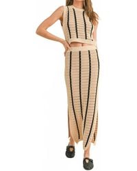 Miou Muse - Striped Pattern Crochet Knitted Long Maxi Skirt - Lyst
