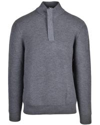 Drumohr - Zip Extrafine Merino Wool Mock Neck Sweater - Lyst