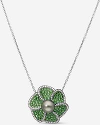 Assael - 18k White Gold And Titanium Diamond 0.53ct. Tw. And Tahitian Natural Color Cultured Pearl Pendant Necklace Afp0003 - Lyst