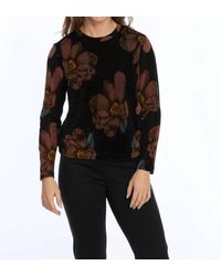 Elior - Velvet Mesh Round Neck Top - Lyst