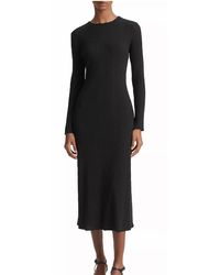 Vince - Ribbed Knit Long Sleeve Crew Neck Sweater Dress - Lyst