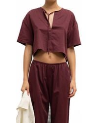 Leset - Yoko Short Sleeve Tie Top - Lyst