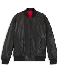 HUGO - Patterned-Leather Jacket - Lyst