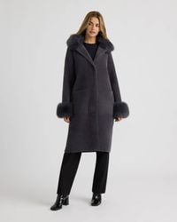 NVLT - Longline Coatigan With Removable Faux Fur Collar And Cuffs - Lyst