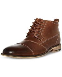 Steve Madden - Jabbar Boots Dark Tan Leather Almond Toe Ankle Jobb859 - Lyst