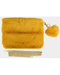 Fashnzfab - Detachable Heart Pom Pom Keychain Faux Fur Crossbody Bag - Lyst