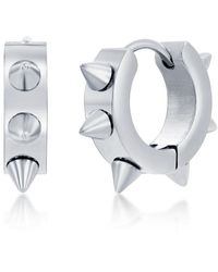 Black Jack Jewelry - Stainless Steel 19mm Spike huggie Hoop Earrings - Plated - Lyst