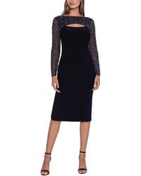 Betsy & Adam - Embellished Mesh Cocktail And Party Dress - Lyst