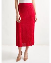 Misook - A-Line Tonal Patterned Knit Midi Skirt - Lyst