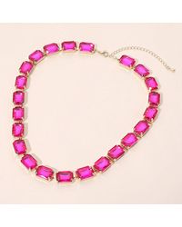 Fashnzfab - Rectangular Gem Cluster Link Evening Necklace - Lyst