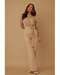 TRUEDAMES - Butterfly Sheer Pattern Jumpsuit - Lyst