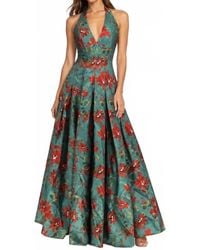 Hutch - Azure Romantic Vining Painted Halter Maxi Gown - Lyst