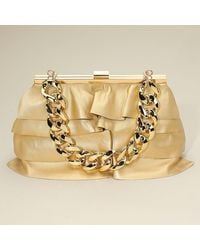 Fashnzfab - Faux Leather Layered Ruffle Chunky Chain Strap Handle Evening Clutch Bag Crossbody Bag - Lyst