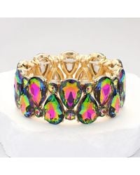 Fashnzfab - Teardrop Round Glass Stone Cluster Stretch Evening Bracelet Vitrail Medium - Lyst