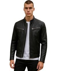 Infinity Leather - Modern Classic Leather Quilted Biker Jacket - Lyst