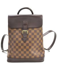 LOUIS VUITTON Damier Ebene Soho Backpack N51132 Brown PVC Leather Ladi