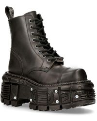 New Rock - Leather Combat Platform Boots- Tank083-C1 - Lyst