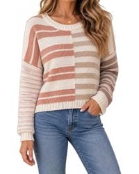 Eesome - Cozy Striped Round Neck Sweater - Lyst