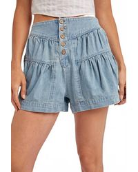 Bluivy - Fluer Pleated Denim Shorts With Pockets - Lyst