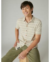 Lucky Brand - Linen Short Sleeve Stripe Button Up Shirt - Lyst