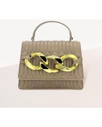 Fashnzfab - Chunky Metal Trim Accented Faux Leather Top Handle Crossbody Bag - Lyst