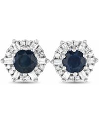 Non-Branded - Lb Exclusive 14k Gold 0.15ct Diamond And Sapphire Stud Earrings Er28419 - Lyst