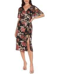 Adrianna Papell - Floral Metallic Cocktail And Party Dress - Lyst