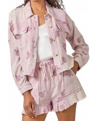 Mystree - Catalina Floral Gauze Embroidery Button Up Top - Lyst