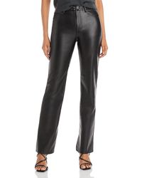 STAUD - Chisel Faux Leather High Rise Straight Leg Pants - Lyst