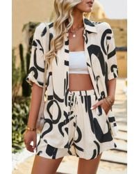 TRUEDAMES - Allover Print Loose Fit Shirt Short Sets - Lyst