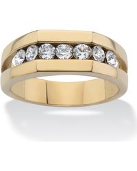Palmbeach Jewelry - Round Crystal Ion-Plated Stainless Steel Squared Wedding Band Ring - Lyst